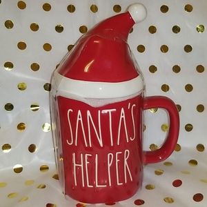 Rae Dunn SANTA'S HELPER coffee mug w santa hat …